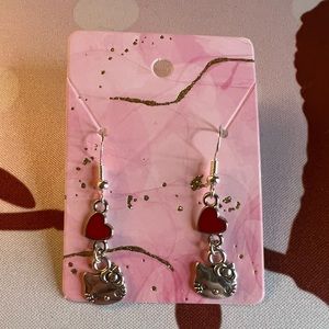 Delicate *red heart* Hello Kitty earrings